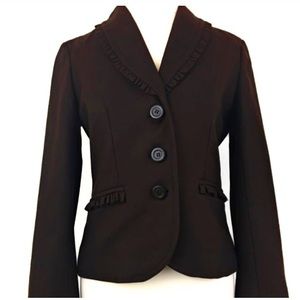 JCew Black Blazer with Ruffles Wool Blend